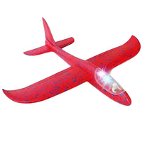 Avion Planor cu Pilot, Din Polistiren, Cu Lumini in Cabina Pilotului, Lungime 47 cm, Rosu