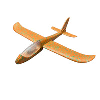 Avion planor din polistiren in punga , lungime 47 cm , cu lumini pe varf, Portocaliu