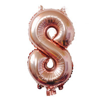 Balon din Folie, Cifra 8, 81 cm, Pentru Aer sau Heliu, Bulk, Roz Auriu
