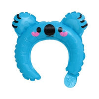 Balon din Folie Metalizata, Tip Coronita cu Urechi, Model Koala, Ambalaj Individual, Pai Inclus, Umflare cu Aer sau Heliu, 26.5 x 28 cm, Albastru