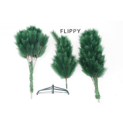 Brad artificial de Craciun tip pin, clasic, pentru interior/exterior, inaltime 180 cm, verde, suport metalic inclus