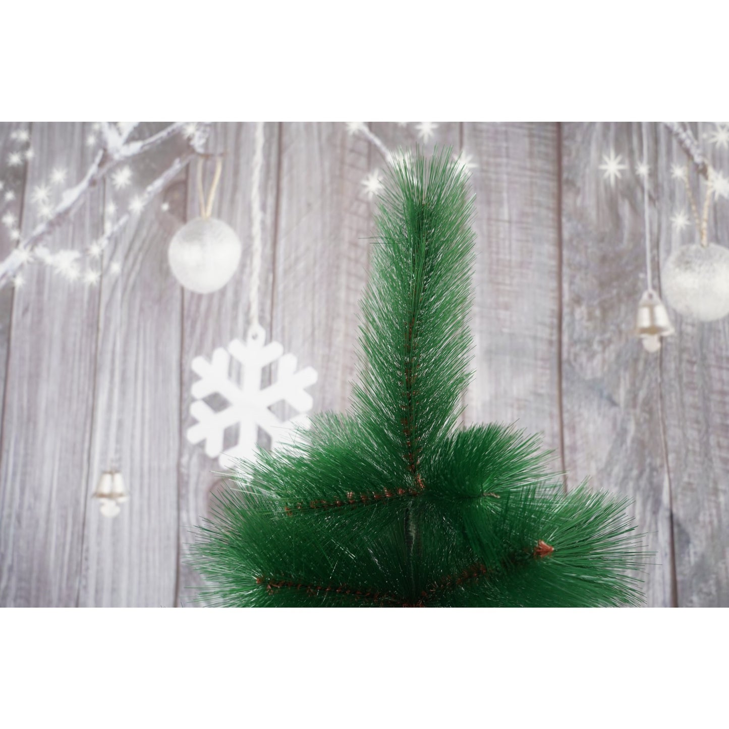 Brad artificial de Craciun tip pin, clasic, pentru interior/exterior, inaltime 180 cm, verde, suport metalic inclus