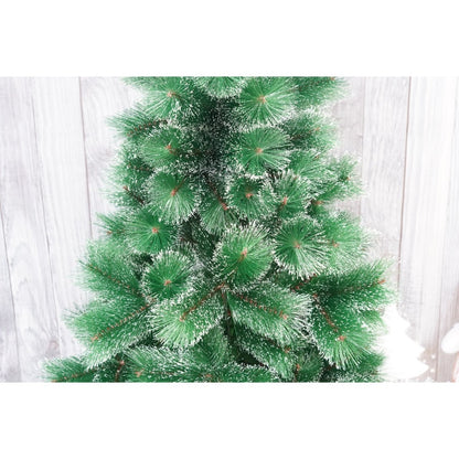 Brad artificial de Craciun tip pin nins, pentru interior/exterior, inaltime 150 cm, verde, suport metalic inclus