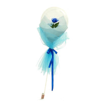 Buchet Decorativ, Trandafir in Balon cu Lumini Led, Diametru 35 cm, 2 x Baterii AA (neincluse), Albastru/Alb