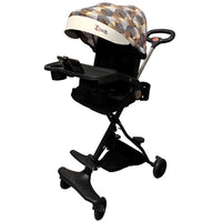 Carucior Sport 3in1, 6-36 Luni, Reversibil, Pliabil, Tavita pentru Masa, Pozitie de Somn, Centura de Siguranta, Roti 360, Suport Pahar, Copertina pentru Soare, 32x63x95cm, Maro Model Carouri