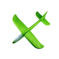 Avion planor din polistiren in punga , lungime 47 cm , cu lumina pe varf, Verde