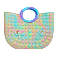 Jucarie Antistres, Tip Pop It Now and Flip It, Geanta, din Silicon, 28 cm, Multicolor