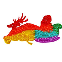 Jucarie Antistres, Tip Pop It Now and Flip It, Sania Lui Mos Craciun cu Renul, 42 x 21 cm, Multicolor
