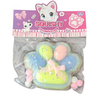 Jucarie Antistres Squishy, cu Revenire Lenta, Model Labuta de Pisica Pufoasa, 12.5x10.5 cm, 220g, Squeeze Pinch Family, Multicolor Albastru
