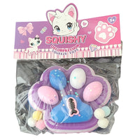 Jucarie Antistres Squishy, cu Revenire Lenta, Model Labuta de Pisica Pufoasa, 12.5x10.5 cm, 220g, Squeeze Pinch Family, Mov