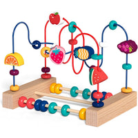 Jucarie din Lemn Montessori, Labirint Motricitate cu Abac si Animalute, Rollercoaster pentru Copii, Educativ, Dezvoltarea Abilitatilor Motorii, Numaratoare, 22x17x15 cm, Multicolor