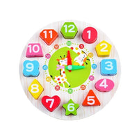 Jucarie Educativa, Tip Montessori, Model Ceas Girafa, din Lemn, + 36 Luni, 12 Piese, 17 cm, Multicolor