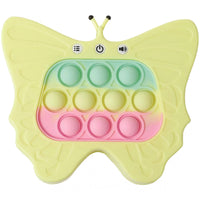Jucarie Interactiva Tip Consola pentru Copii, Diferite Moduri de Joc, 120 Nivele, Material ABS/silicon, cu Nivele, Sunete si Lumini, 12 x 5.5 x 13.5 cm cm, Model Fluture, Galben