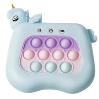 Jucarie Interactiva Tip Consola pentru Copii, 12 Nivele, Diferite Moduri de Joc, Material ABS/silicon, cu Nivele, Sunete si Lumini, 13.5 x 5.5 x 12.5 cm, Model Unicorn, Albastru