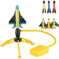 Jucarie pentru Copii, Lansator de Rachete cu Piciorul, Un Lansator, 3 Rachete Fara Lumini, 3 Aircrafts, 42x36 cm, Multicolor