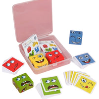 Jucarie Pentru Copii Montessori, Cub din Lemn, Asamblare Fete, 64 de Carti Distractive, pentru Baieti si Fete, Varsta +3 ani, Educativ, Ambalaj din plastic, 12 x 12 x 3 cm, multicolor