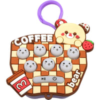 Jucarie pentru copii portabila, joc Gopher, cu lumini si muzica, tip breloc, model ursulet, material silicon si ABS, maro