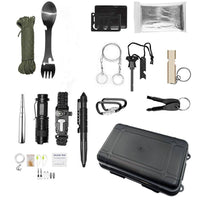 Kit supravietuire multifunctional, Instrumente profesionale, Agatatoare ghiozdan, pentru Camping, Drumetii, Aventuri in aer liber, negru