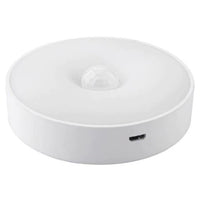 Lampa de Veghe LED, cu Senzor de Miscare, Lumina Alba Calda si Rece, Incarcare USB, 0.6W, 300mAh, Design Rotund, Alb, 8.5x2.3 cm