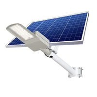 Lampa solara pentru strada sau gradina, IP65, senzor de lumina, 100 LED-uri SMD, 3150 lm, 500W autonomie 12-16 ore, telecomanda, montare prin fixare, pentru strada sau gradina, finisaj mat, material ABS, 51.5 x 21 x 7.5, lumina alb rece, gri