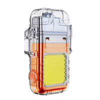 Lanterna Tip Breloc cu Bricheta, Impermeabila, 3 Moduri Iluminare, 300 mAh, Incarcare USB-C, COB, Raza de Actiune 50 - 100 m, 7.4 x 4.9 x 1.7 cm, Portocaliu