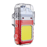 Lanterna Tip Breloc cu Bricheta, Impermeabila, 3 Moduri Iluminare, 300 mAh, Incarcare USB-C, COB, Raza de Actiune 50 - 100 m, 7.4 x 4.9 x 1.7 cm, Rosu