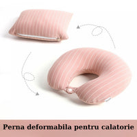 Perna de calatorie , 2 in 1, cu Particule de Spuma cu Memorie, Roz
