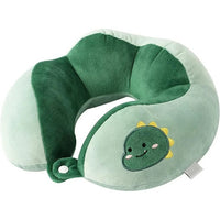 Perna de Calatorie, Pentru Gat si Cap, Umplutura din Bumbac, 28x28x10 cm, cu Model Brodat Dinozaur, Verde