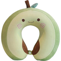 Perna de Calatorie in Forma de U, Pentru Gat si Cap, Umplutura din Spuma cu Memorie, 30x30 cm, Model Avocado, Accesoriu de Voiaj, Birou, Masina, Sistem Prindere Capse, Verde