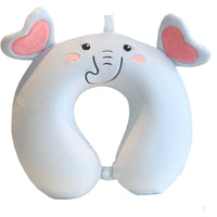 Perna de Calatorie in Forma de U, Pentru Gat si Cap, Umplutura din Spuma cu Memorie, 30x30 cm, Model Elefant, Accesoriu de Voiaj, Birou, Masina, Sistem Prindere Capse, Albastru