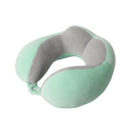 Perna de Voiaj, Pentru Gat, din Bumbac, 4 Cocoase Pentru Confort, Accesoriu de Voiaj, Birou, Masina, Sistem Prindere Capse, Verde