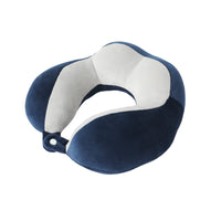 Perna de Voiaj, Pentru Gat, din Bumbac, 4 Cocoase Pentru Confort, Accesoriu de Voiaj, Birou, Masina, Sistem Prindere Capse, Albastru
