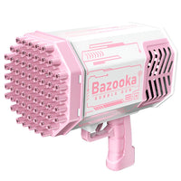 Pistol pentru Baloane de Sapun, 69 de Gauri, Lumini Colorate, Tavita, Lichid, Baterie de Li, Cablu de Incarcare, 24cm x 14cm x 24cm, Roz
