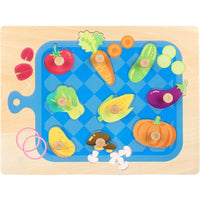 Puzzle Montessori din Lemn pentru Copii, 3D, 0-3 Ani, Model Legume, Educativ, Intuitiv, Creativ, 9 Piese, 30x22.5x0.8 cm, Multicolor
