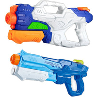 Set 2x Pistol cu Apa pentru Copii, Rezervor, Pentru Piscina/Plaja, 6ani+, Alb/Albastru + Albastru, 1000 ML + 600 ML