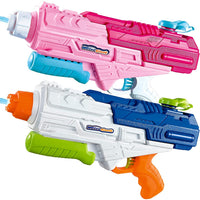 Set 2x Pistol cu Apa pentru Copii, Rezervor, Pentru Piscina/Plaja, 6ani+, Roz + Albastru, 1200 ML