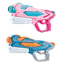 Set 2x Pistol cu Apa pentru Copii, Rezervor, Pentru Piscina/Plaja, 6ani+, Roz + Albastru, 4 duze, 900 ML