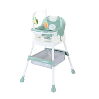 Scaun de Masa pentru Copii, Multifunctional, Pliabil, cu Roti, Cos de Depozitare, din Plastic, Centura de Siguranta, Suport de Agatat Jucarii, 110 x 60 x 70 cm, Verde