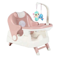 Scaun pentru Copii 2 in 1, pentru Servit Masa si pentru Baie, Multifunctional, Pliabil, Portabil, din Plastic, Spatar Reglabil, 58 x 39 cm, Roz