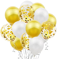 Set 15 baloane pentru petrecere, alb/auriu, 30 cm