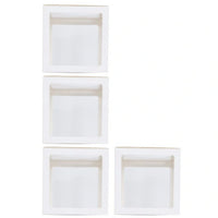 Set 4 Cutii pentru Baloane, Model Simplu, Tematica Aniversare, Cuburi Decorative din Plastic, Accesorii pentru Petrecere, 30 x30 cm, Transparente Contur Alb