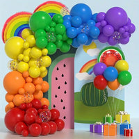 Baloane decorative pentru PETRECERE, Arcada Set MIX din 107 baloane, pentru Evenimente, Aniversari, Model Curcubeu, Rainbow, Multicolor