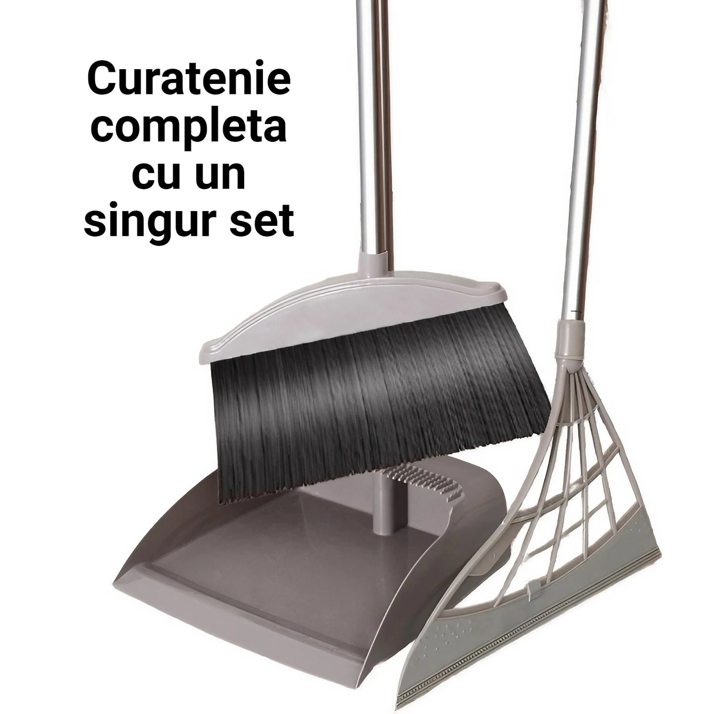 Set matura, faras cu coada si matura silicon, Pentru uz casnic, Plastic/Otel, Gri, 90 x 72 x 100 cm