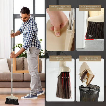 Set matura si faras cu coada, Pentru uz casnic, Plastic/Otel, Maro/Bej, Depozitare verticala, 26x25.5x83 cm