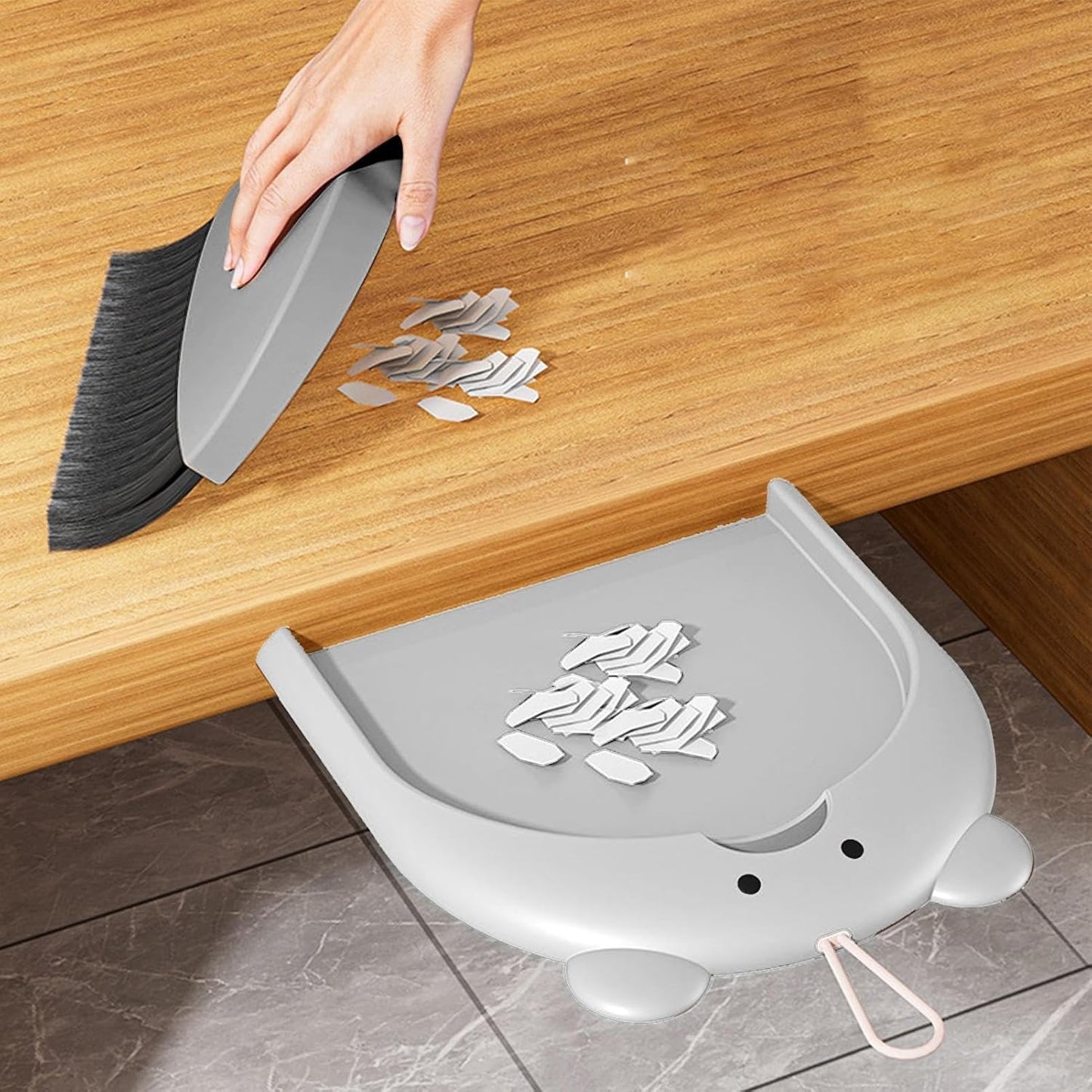 Set Matura si Faras, Pentru Birou, din PP, Model Ursulet, 23.5 x 18 cm, Gri