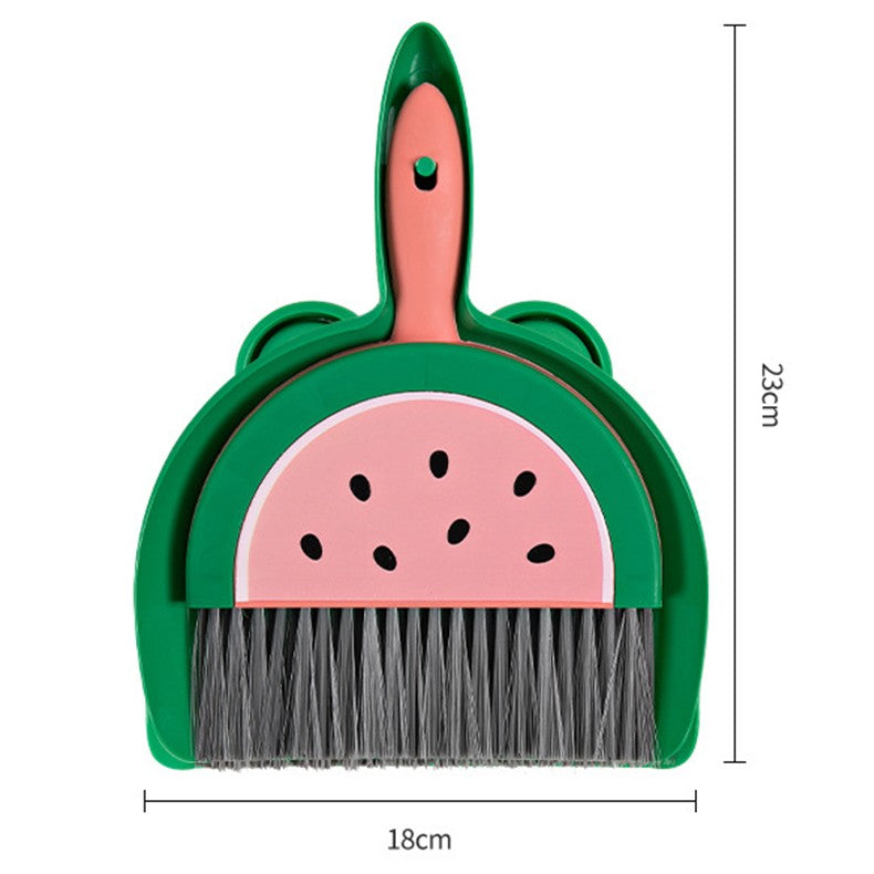 Set Mini Matura si Faras, LITTLE CLEANER, Uz Casnic, pentru Birou, Bucatarie, Casa, Model Pepene Verde, 23 x 18 cm Roz-Verde