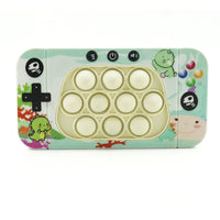 Jucarie interactiva tip consola pentru copii, speed push whack-a-mole, joc de viteza pop it, material ABS/silicon, cu nivele, sunete si lumini, 15.5 x 7.6 x 5.3 cm, model dinozaur, verde