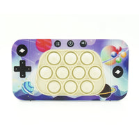 Jucarie interactiva tip consola pentru copii, speed push whack-a-mole, joc de viteza pop it, material ABS/silicon, cu nivele, sunete si lumini, 15.5 x 7.6 x 5.3 cm, model spatiu, multicolor