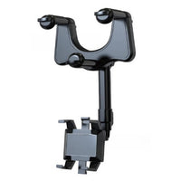 Suport auto cu atasare la oglinda retrovizoare, model Y611, rotativ 360 de grade și retractabil, multifuncțional, compatibil cu toate telefoanele mobile, Negru