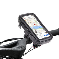 Suport husa telefon mobil pentru bicicleta si motocicleta, rezistent apa si socuri, touchscreen, 360 rotativ, negru, marime L ≤ 5.5 inch